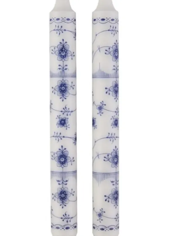 Blue Fluted kuviokruunukynttilä 25cm, sininen