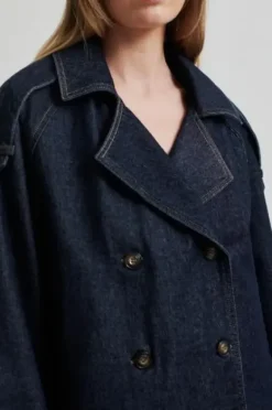 Columbus Trench Jacket, dark blue denim