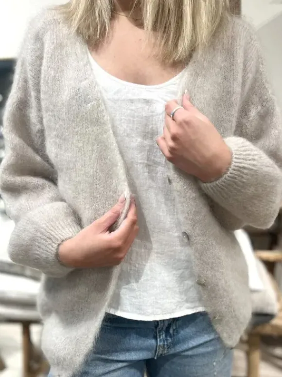 Cornelia mohairneuletakki, beige