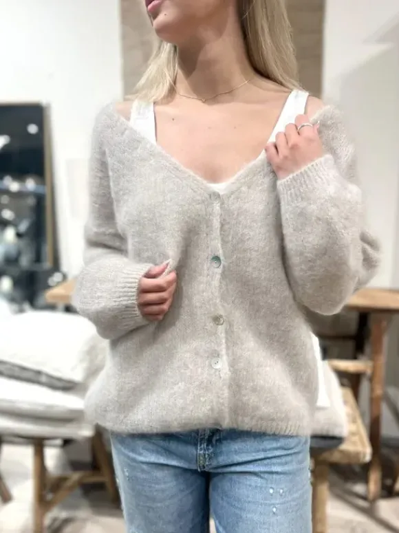 Cornelia mohairneuletakki, beige