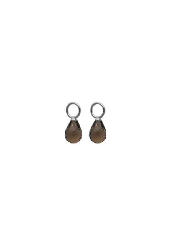 Gauhar - Lisäosat Smoky Quartz Drop, hopea