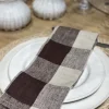 Johanna ruudullinen keittiöpyyhe pellavaa, brown/nat