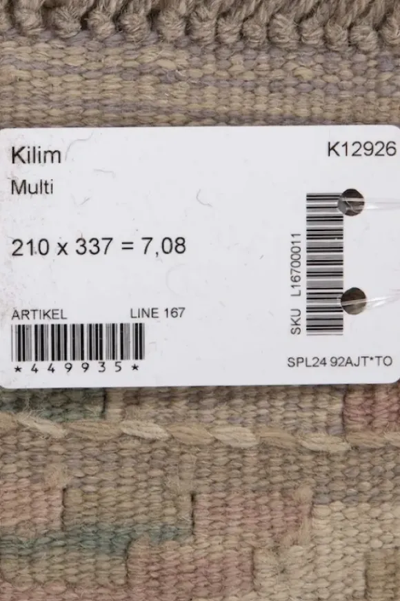 Kelim matto, multi custom #618 / 210x337cm